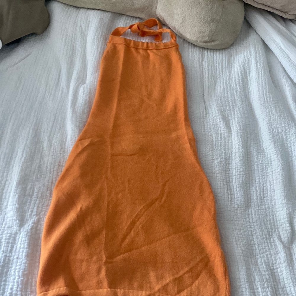 Edikted orange open- back halter dress